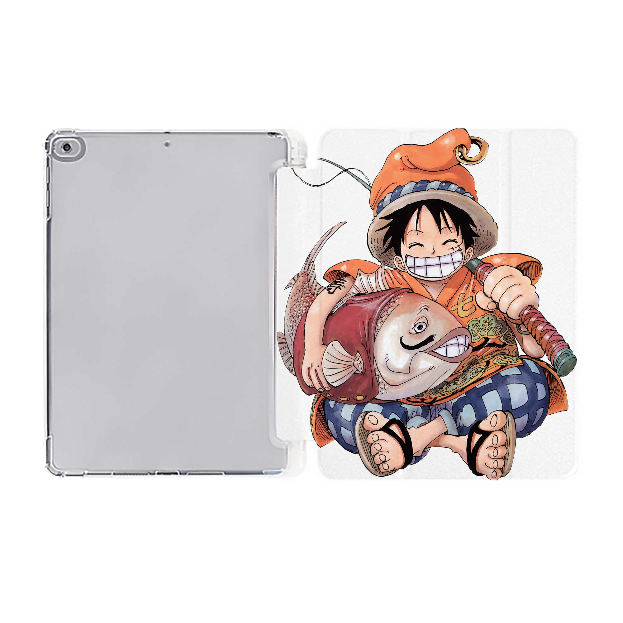 （画像用） ワンピース モンキー・D・ルフィ ONE PIECE Monkey D. Luffy IPad ケース ペン収納付き 三つ折りスタンド PUレザー×シリコン 対応機種9.5/10.5/10.9インチ